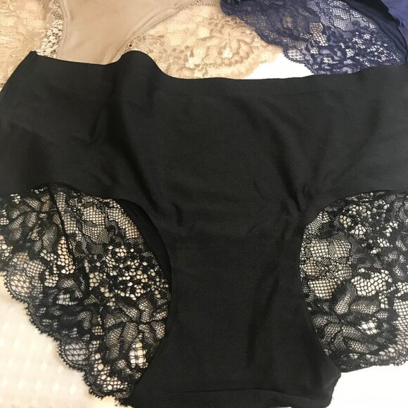 WOMENS LACED PANTIES MIDRISE KNIT FABRIC BREATHABLE SIZE L 8/10 NEW - Picture 2 of 8